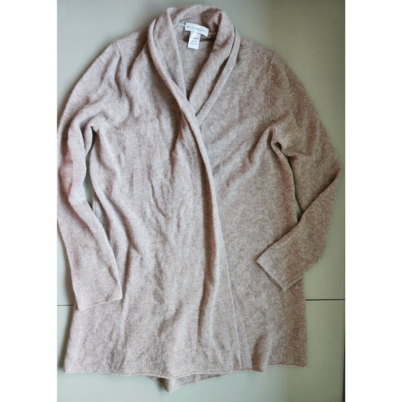 NWOT White + Warren 100% Cashmere Open-front Trapeze Cardigan Sz S Beige #3D501 - Picture 7 of 11